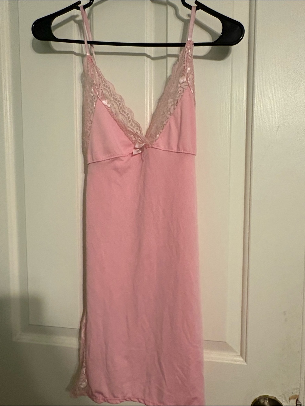 Lightweight Pink Lace-Trim Slip Chemise